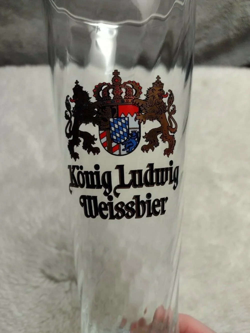 Konig Ludwig Weissbier Tall Beer Glass 0.5L Bavaria Germany Crest Drinking